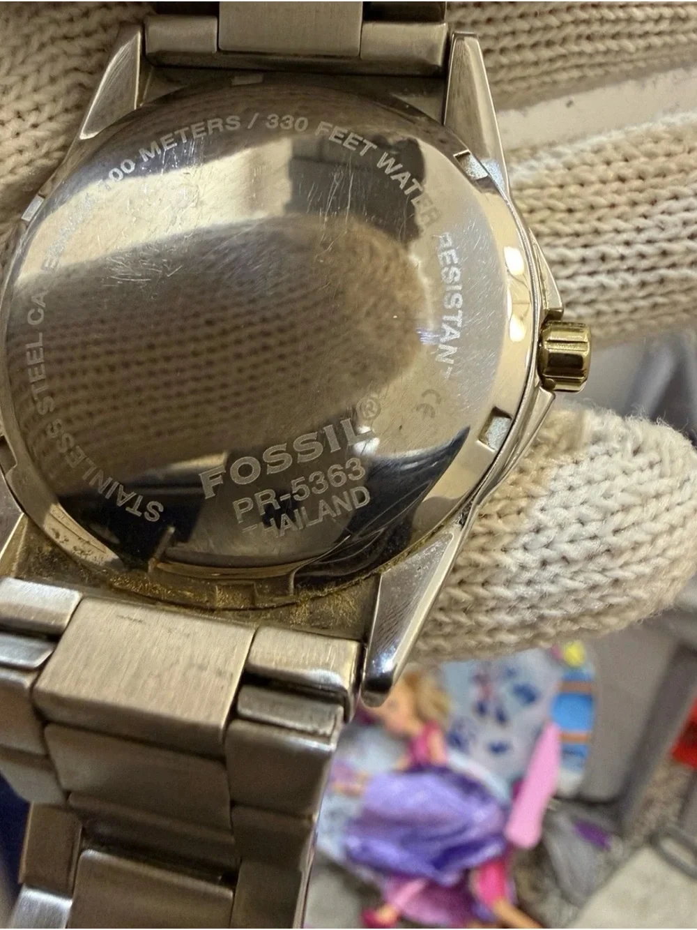 Fossil PR-5363 Men's Watch Two-Tone Gold Silver Stainless Steel Honeycomb Dial